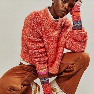Free People Stardust Pullover in Scarlet Flame Combo